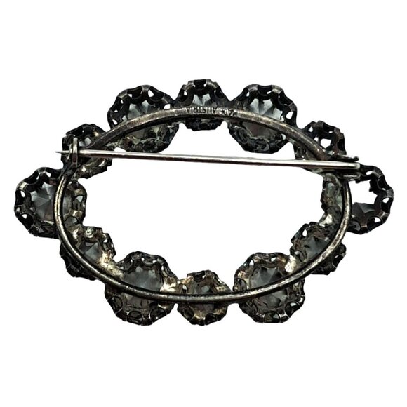 Austria Clear Rhinestone Brooch Old C Clasp Signed Vintage Costume Jewelry - Picture 6 of 11